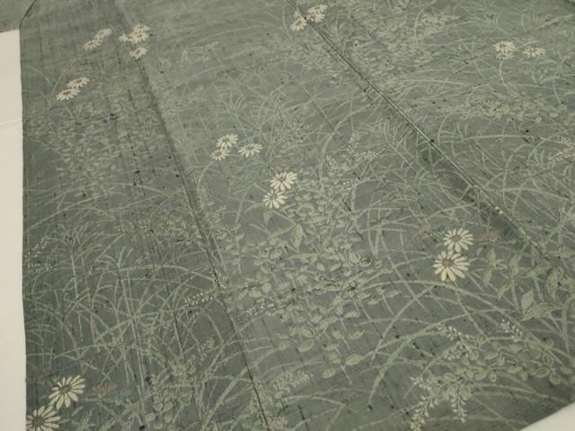 平和屋着物*夏物 訪問着 生紬 手描き 草花文 正絹 逸品 AABI0734jd 平和屋着物*夏物 訪問着 生紬 手描き 草花文 正絹 逸品 AABI0734jd