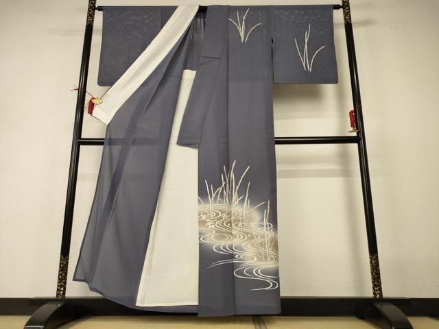 平和屋着物＊夏物　訪問着　絽　木賊　暈し染め　金銀彩　正絹　逸品　AABI0735jd