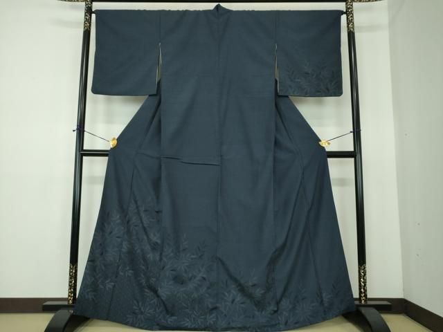 平和屋着物●本塩沢 訪問着 麻の葉草葉文 正絹 逸品 DABE5400ps