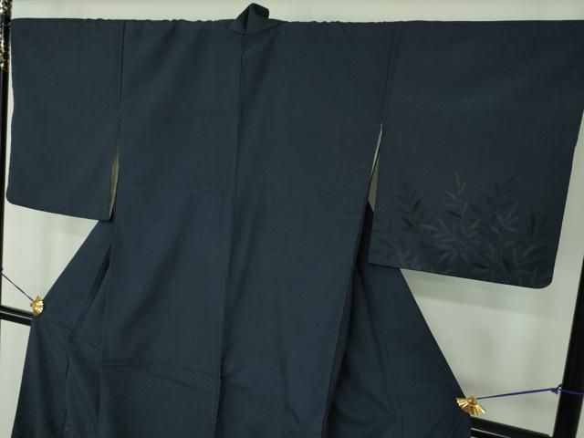 平和屋着物●本塩沢　訪問着　麻の葉草葉文　正絹　逸品　DABE5400ps