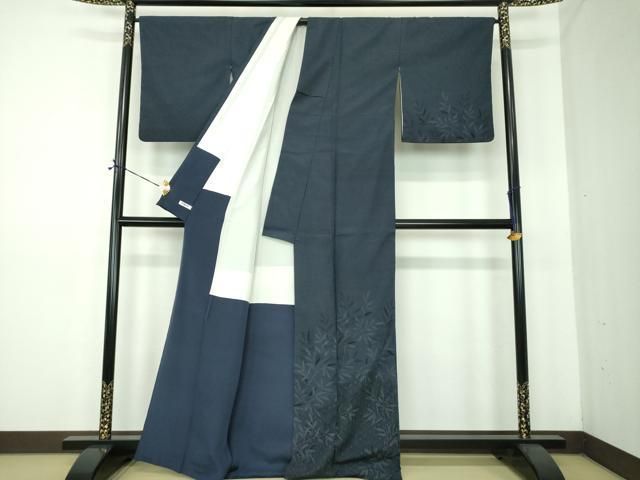 平和屋着物●本塩沢　訪問着　麻の葉草葉文　正絹　逸品　DABE5400ps