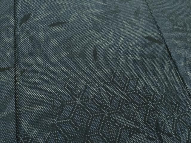 平和屋着物●本塩沢　訪問着　麻の葉草葉文　正絹　逸品　DABE5400ps