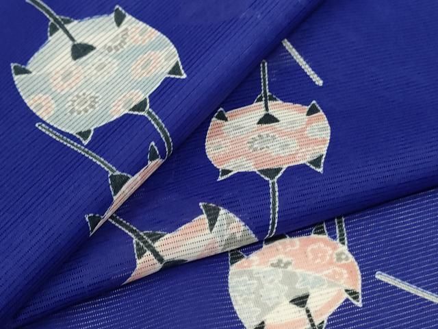 平和屋着物＊夏物　小紋　絽　糸巻文　洗える着物　AABI0742jd