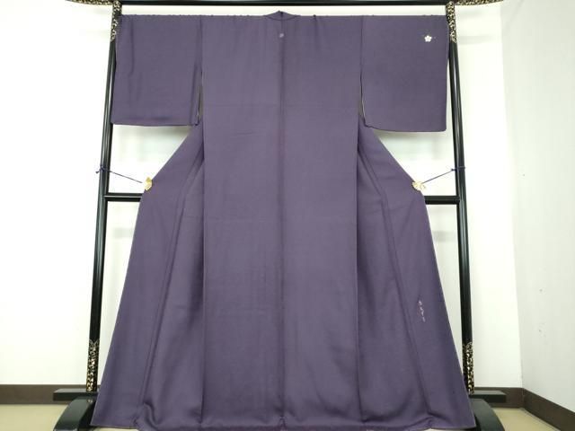 平和屋着物●上質な色無地　作家物　瓢箪花唐草地紋　濃鼠色　正絹　逸品　未使用　DABE5405ps