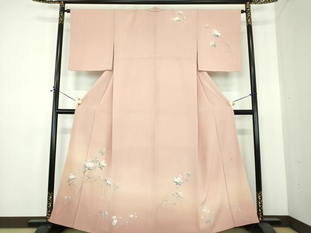 平和屋着物●十日町友禅作家　松雨　訪問着　枝花文　正絹　逸品　DABE5409ps