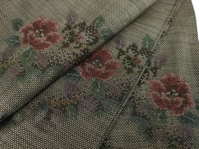 平和屋着物●本場大島紬　9マルキ　草花文　正絹　逸品　DABE5411ps