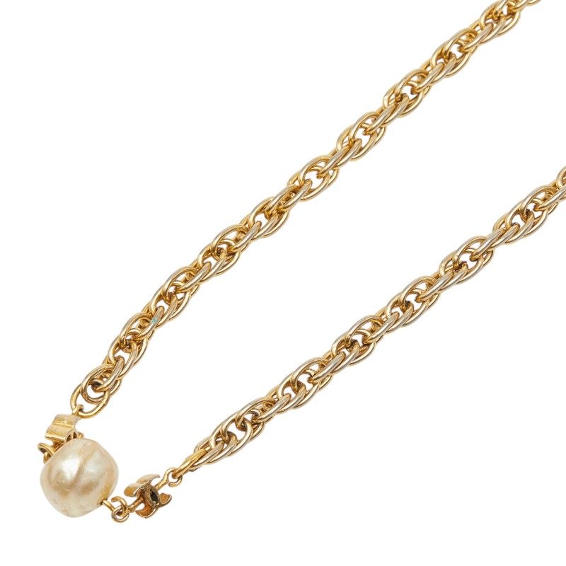シャネル ココマーク チェーン ネックレス ヴィンテージ ゴールド フェイクパール メッキ レディース CHANEL【1-0262665】 シャネル ココマーク チェーン ネックレス ヴィンテージ ゴールド フェイクパール メッキ レディース CHANEL【1-0262665】