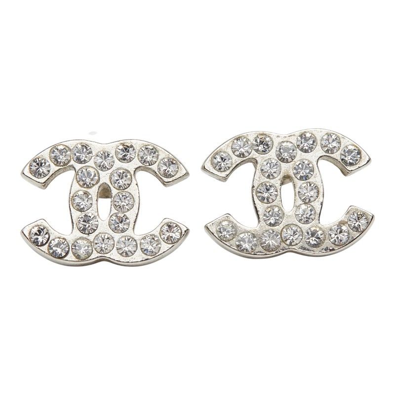 シャネル ココマーク ピアス 09V刻印 シルバー メタル ラインストーン レディース CHANEL【1-0263604】