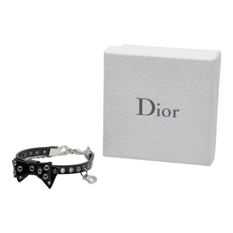 ディオール リボン ブレスレット ブラック パテントレザー メタル レディース Dior【1-0264654】