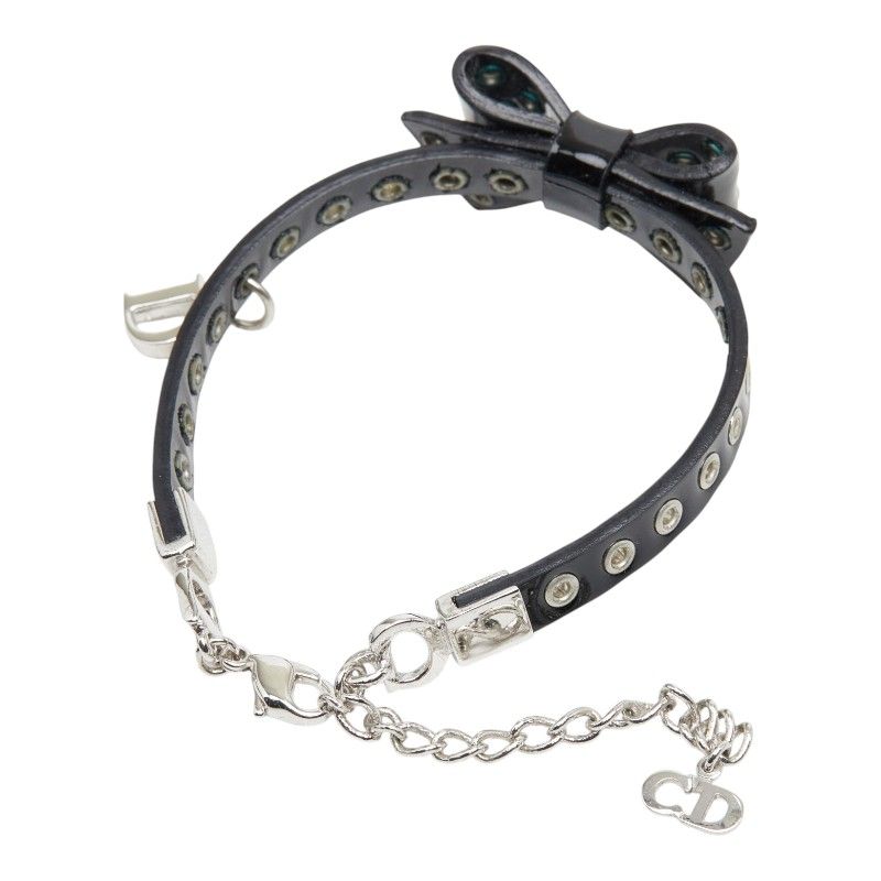 ディオール リボン ブレスレット ブラック パテントレザー メタル レディース Dior【1-0264654】