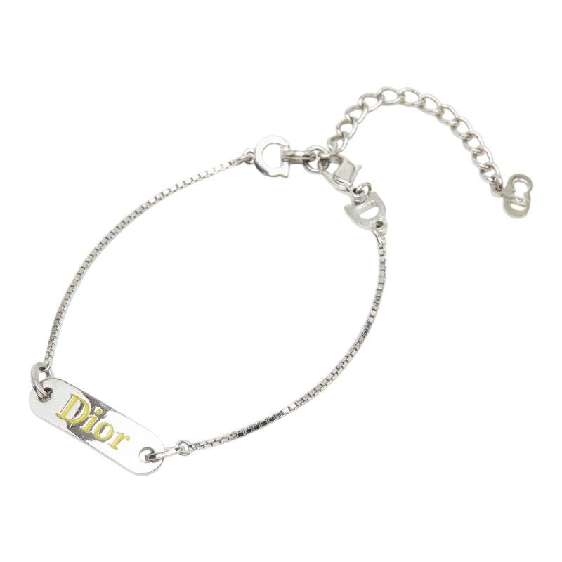 ディオール ロゴプレート チェーン ブレスレット シルバー メタル レディース Dior【1-0265572】
