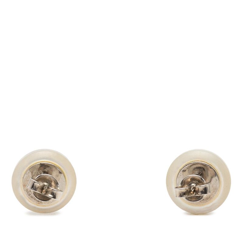 シャネル ココマーク ボタン モチーフ ピアス シルバー ホワイト メタル レディース CHANEL【1-0266556】