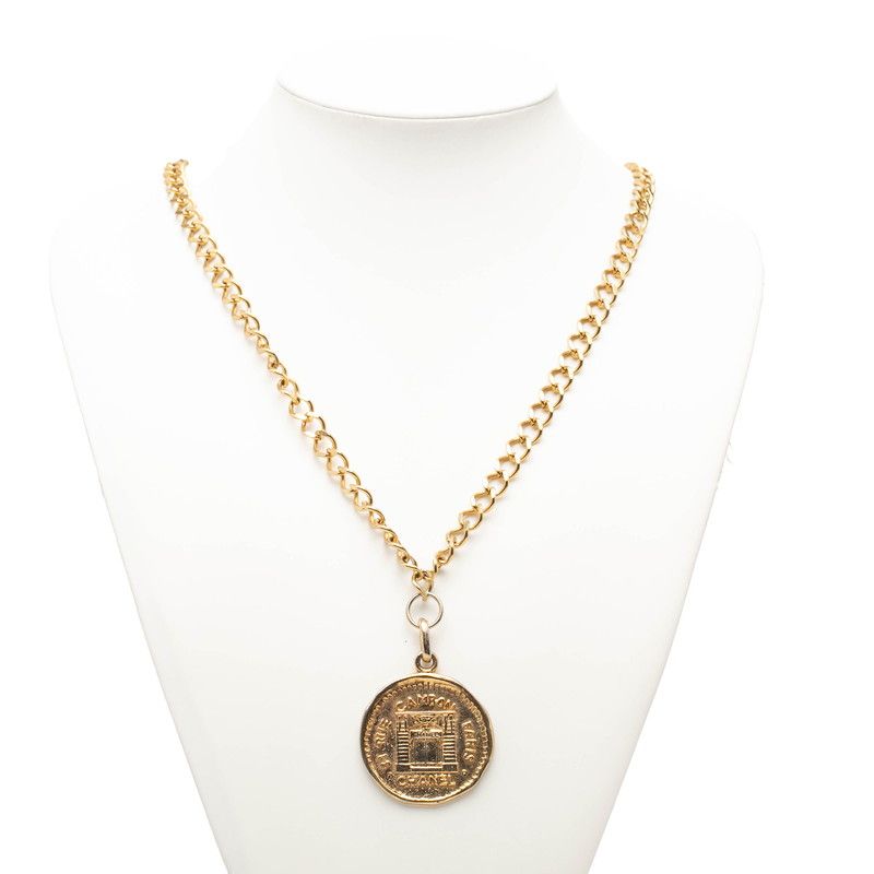 シャネル 31 RUE CAMBON カンボン ヴィンテージ コインモチーフ チェーン ペンダント ネックレス ゴールド メッキ レディース CHANEL【1-0266560】