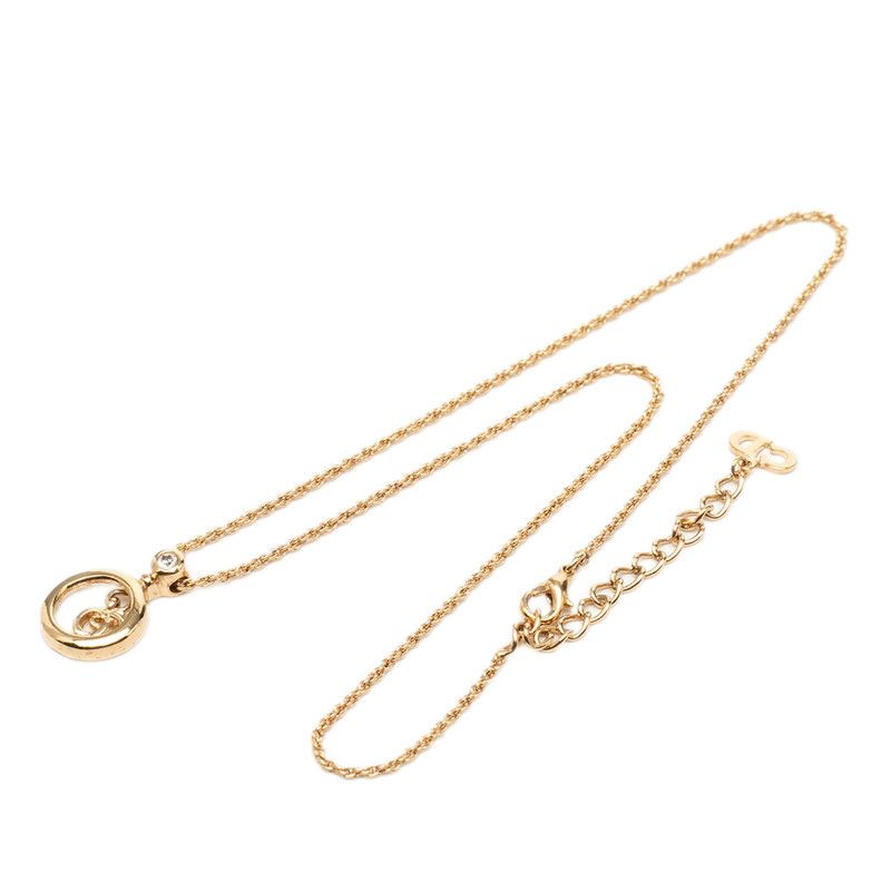 ディオール ロゴ チェーン ペンダント ネックレス ゴールド メッキ ラインストーン レディース Dior【1-0266579】 ディオール ロゴ チェーン ペンダント ネックレス ゴールド メッキ ラインストーン レディース Dior【1-0266579】