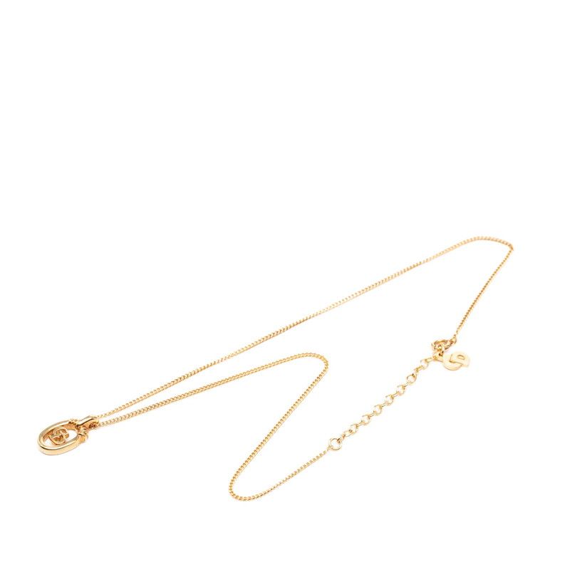 ディオール CDロゴ チェーン ペンダント ネックレス ゴールド メッキ レディース Dior【1-0266582】