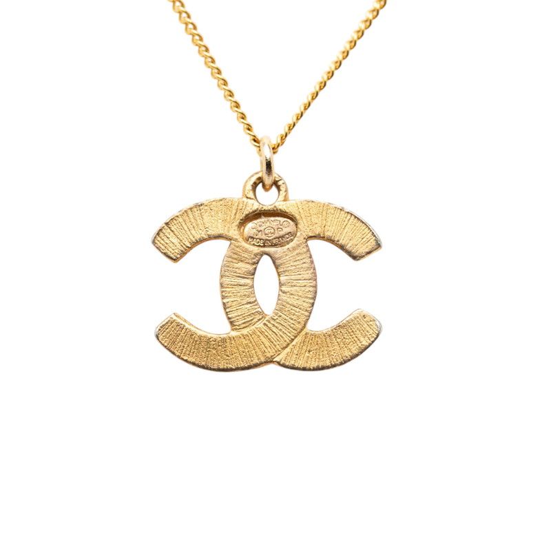 シャネル ココマーク チェーン ペンダント ネックレス 01P刻印 ゴールド メッキ ラインストーン レディース CHANEL【1-0266614】