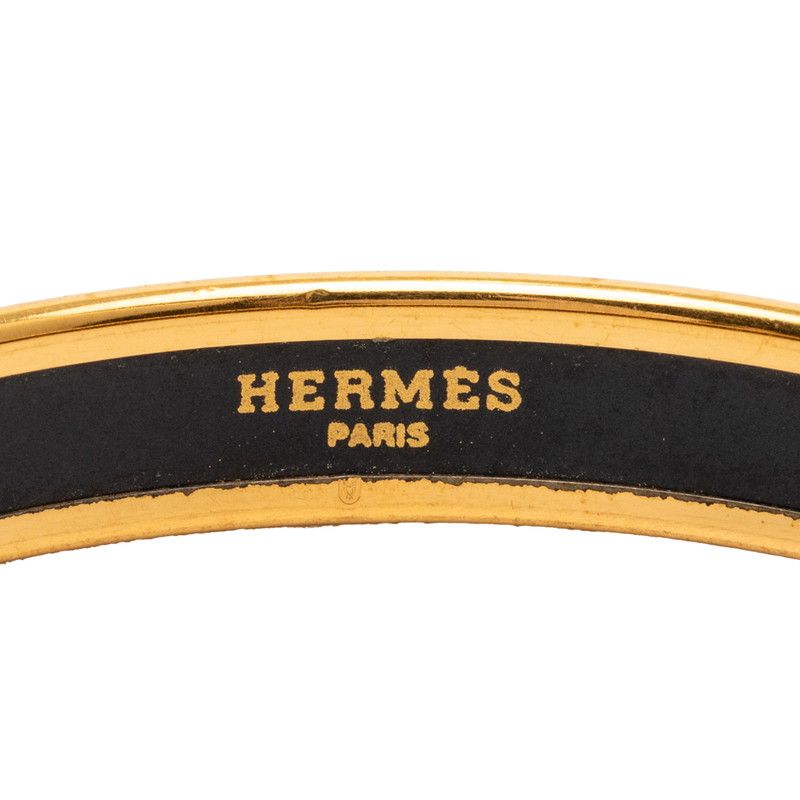エルメス エマイユPM 七宝焼き バングル ゴールド グリーン メッキ レディース HERMES【1-0267181】
