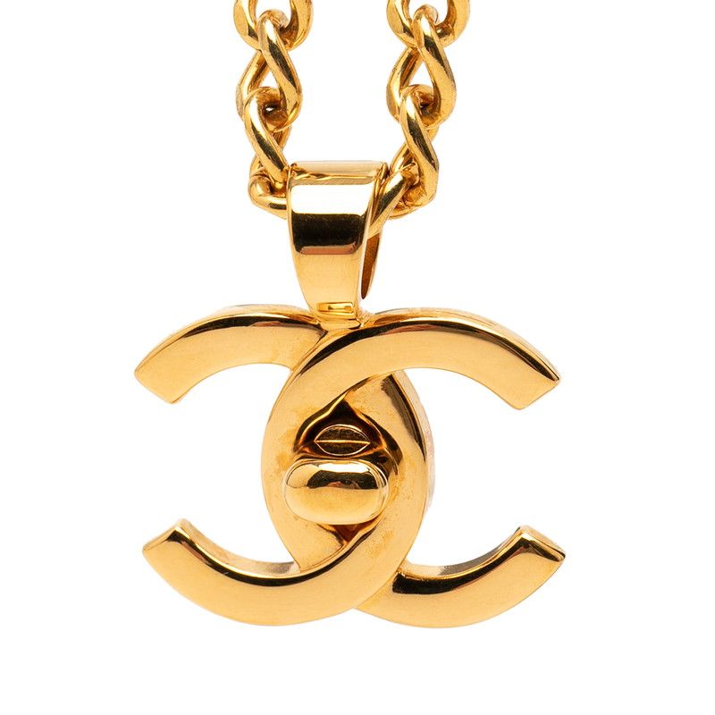 シャネル ココマーク ターンロック モチーフ ネックレス ゴールド メッキ レディース CHANEL【1-0267190】
