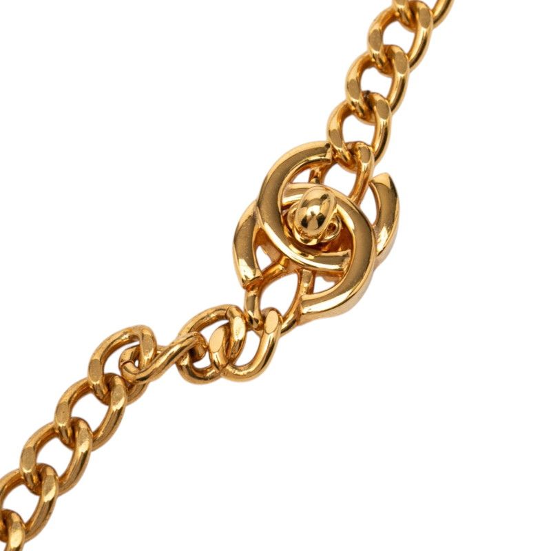シャネル ココマーク ターンロック モチーフ ネックレス ゴールド メッキ レディース CHANEL【1-0267190】