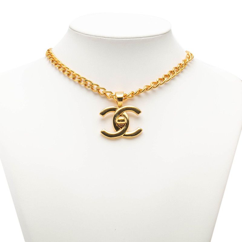 シャネル ココマーク ターンロック モチーフ ネックレス ゴールド メッキ レディース CHANEL【1-0267190】