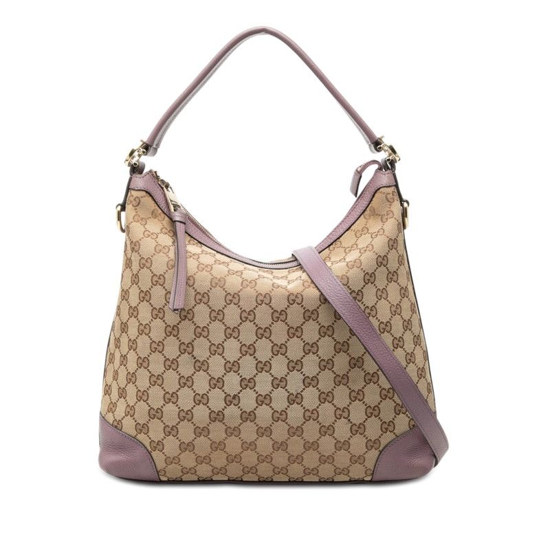 グッチ GGキャンバス ハンドバッグ ショルダーバッグ 2WAY 326514 ベージュ パープル レザー キャンバス レディース GUCCI【1-0267225】