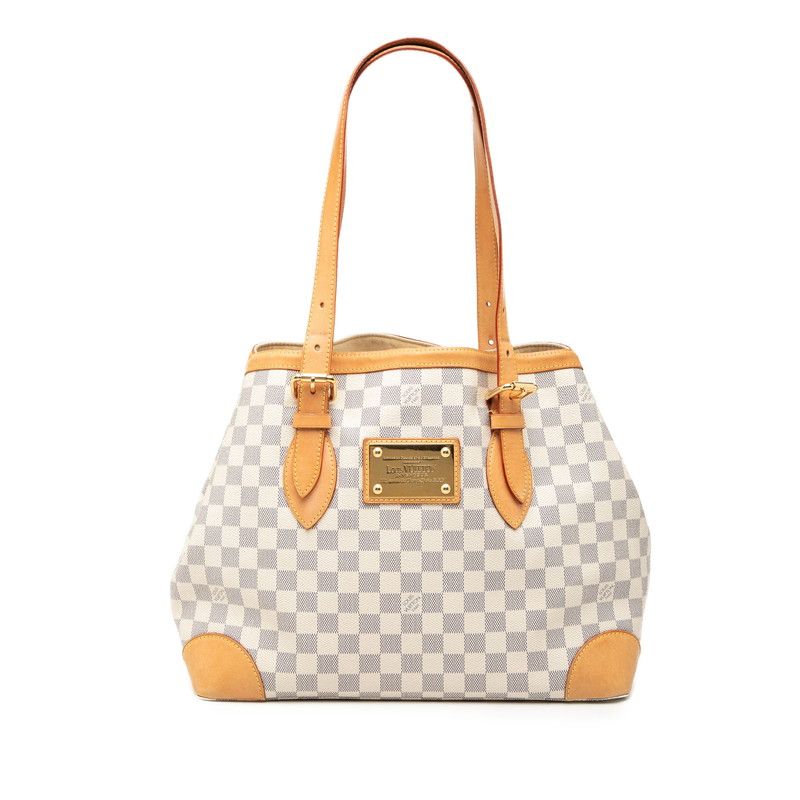 ルイ ヴィトン ダミエ アズール ハムステッドMM ショルダーバッグ トートバッグ N51206 ホワイト PVC レザー レディース LOUIS VUITTON【1-0267453】