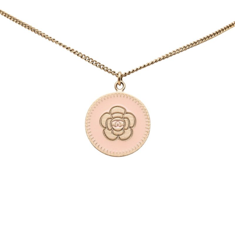 シャネル カメリア ペンダント ネックレス 06P ゴールド ピンク エナメル メッキ レディース CHANEL【1-0267744】