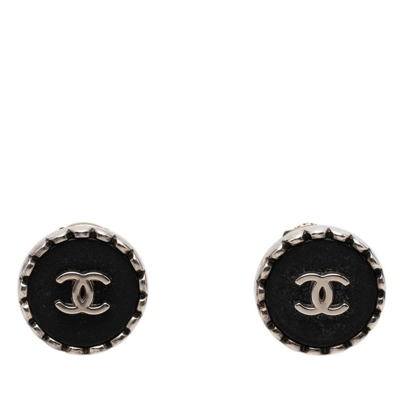 シャネル ココマーク ヴィンテージ イヤリング 96A シルバー ブラック メタル レディース CHANEL【1-0267746】
