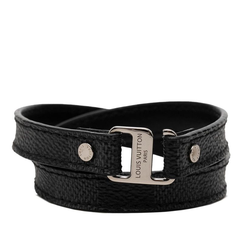 ルイ ヴィトン ダミエ グラフィット スナップイット ブレスレット M6768 ブラック PVC メタル レディース LOUIS VUITTON【1-0267769】