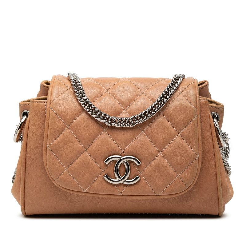 シャネル ココマーク マトラッセ チェーンショルダーバッグ ベージュ シルバー金具 レザー レディース CHANEL【228-69017】 98,890円