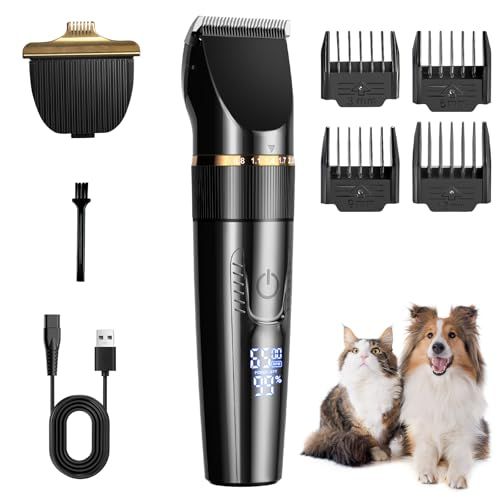 ペット用バリカン 犬用 バリカン 猫用 静音 低振動 電動バリカンセット 2種類刃付き 2段階スピード調整 5段階刈り高さ 4種類ガイドコーム付き コードレス USB充電式 1800mAh大容量バッテリー IPX7防水 LEDディスプレイ 足 75629174