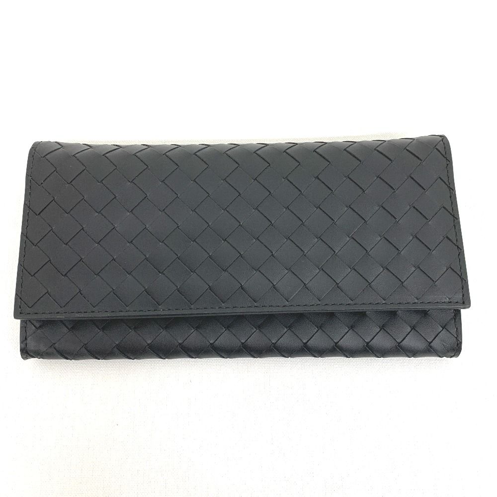IT106221 ボッテガヴェネタ 二つ折り財布 イントレチャート 120697 V47W1 ブラック メンズ BOTTEGAVENETA 中古・美品