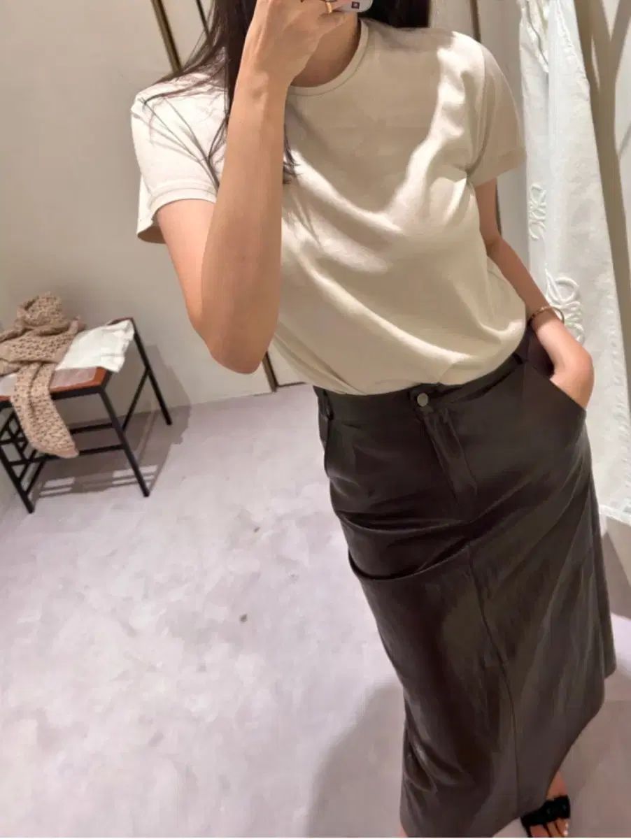 ルミュエール シルケット Tシャツ ベージュ