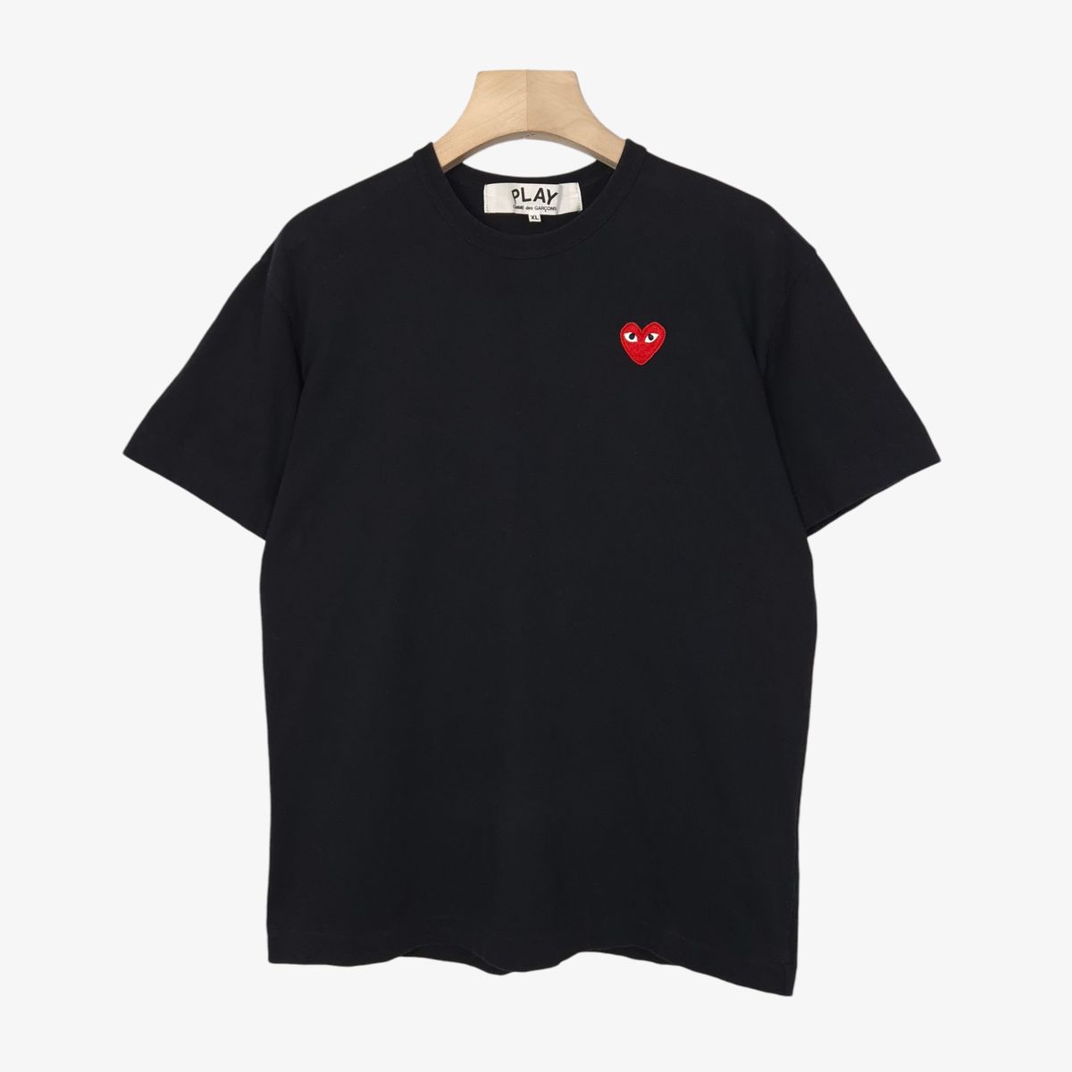 100-105 コム・デ・ギャルソン ブラック レッド ワッペン 半袖 Tシャツ