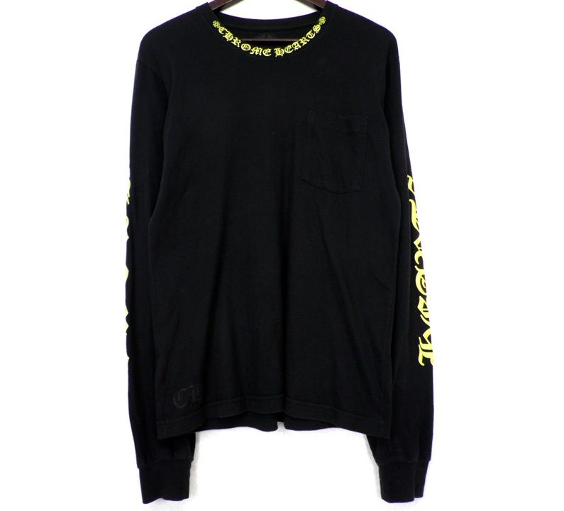 クロムハーツ CHROME HEARTS 【 Neck Logo LS TEE 】 ネックロゴ 袖英字 長袖 ロング スリーブ カットソー w26917