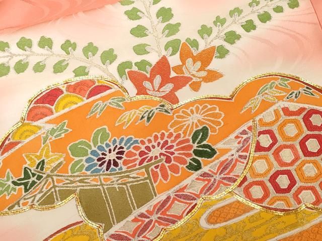 平和屋着物■訪問着　駒刺繍　桐吉祥花文　暈し染め　金銀糸　正絹　逸品　CABF9780ev｜詳細画像