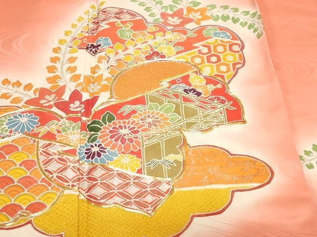 平和屋着物■訪問着　駒刺繍　桐吉祥花文　暈し染め　金銀糸　正絹　逸品　CABF9780ev｜詳細画像