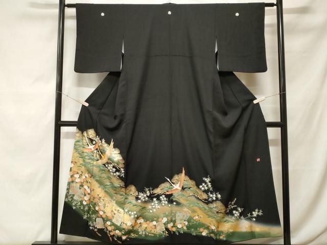 平和屋着物■豪華黒留袖 作家物 駒刺繍 破れ色紙飛鶴枝花文 暈し染め 金彩 正絹 逸品 CABF9798ev