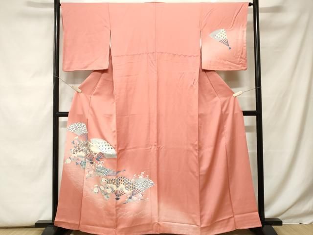 平和屋着物■訪問着　流水扇面吉祥花文　暈し染め　正絹　逸品　CABF9799ev