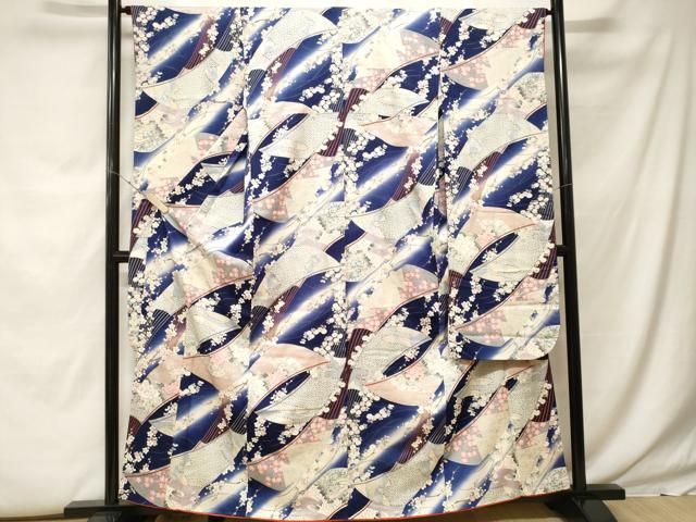 平和屋着物■豪華振袖 扇面草花文 暈し染め 銀彩 正絹 逸品 CABF9801ev