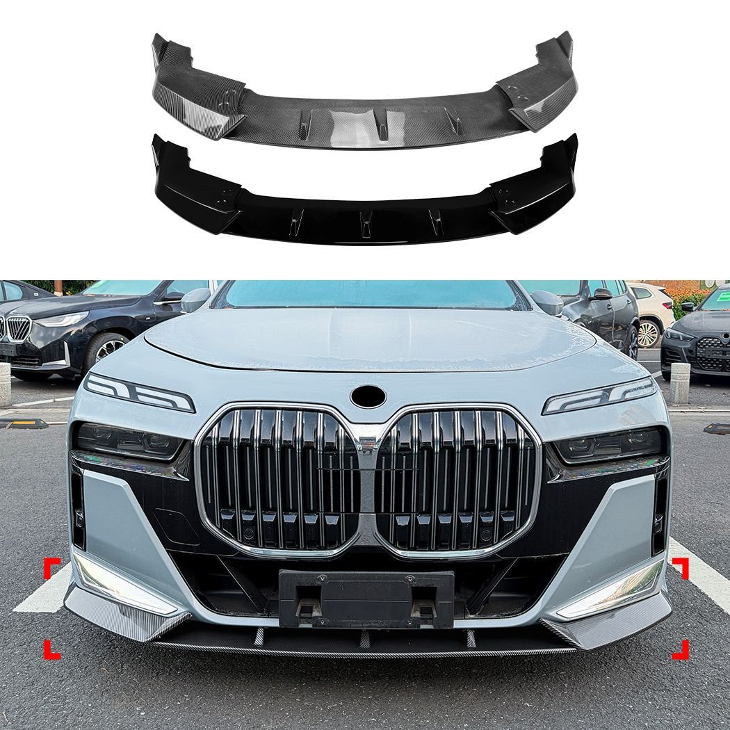 BMW 7シリーズ i7 G70/G73 M Sport 2023+専用フロントリップスポイラーABS製カーボン調/ピアノブラック2色選べるドレスアップ効果走行安定性向上高級感スポーティ簡単取付車種専用デザイン軽量高強度耐候性抜群おすすめ送料無料