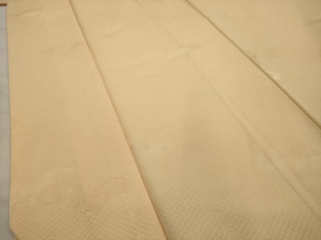 平和屋着物□上質な色無地 雲取り風景地紋 蜂蜜色 正絹 逸品