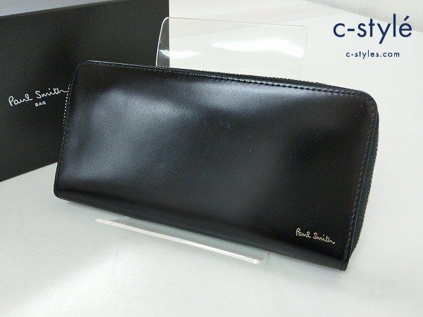 V649 [人気] Paul Smith ポールスミス 長財布 ブラック コードバン ラウンドファスナー ロングウォレット | ★