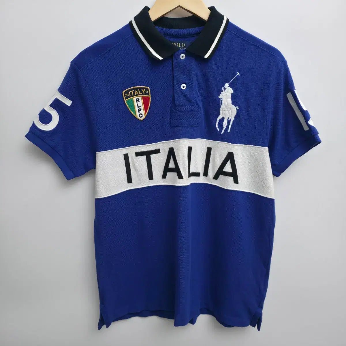 M ポロラルフローレン チーフキーフ イタリア ブルー カラーTシャツ