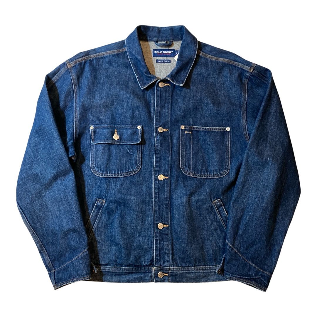 polo sports denim jacket size L / ポロ スポーツ デニムジャケット 星条旗プリント Lサイズ　【F360】