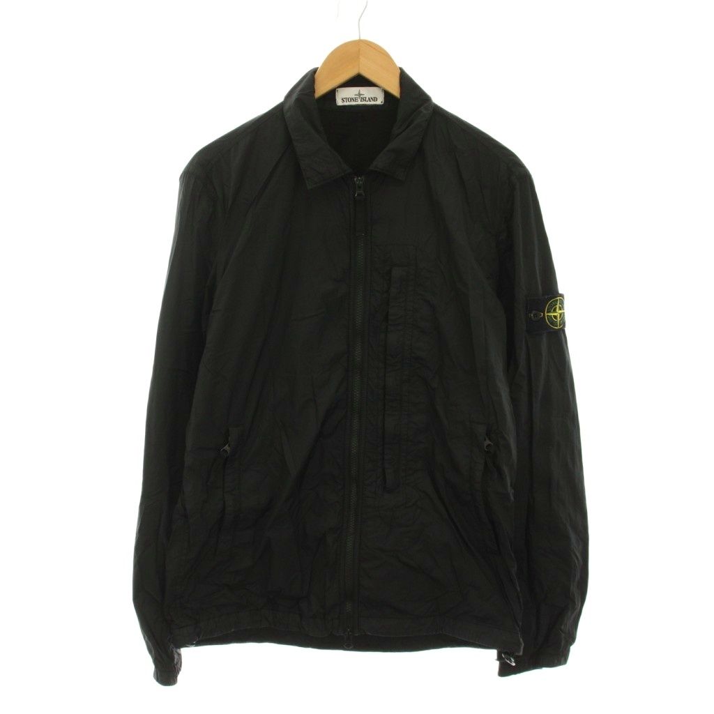 ストーンアイランド STONE ISLAND GARMENT DYED CRINKLE RE ガーメントダイ ナイロンジャケット ジップアップ M 黒 731510123 /YM ▲H
