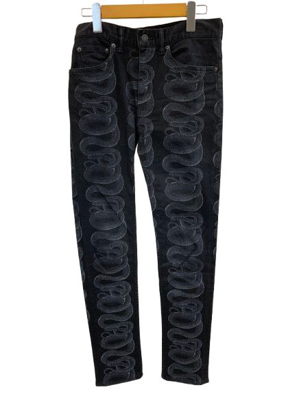 ヒステリックグラマー HYSTERIC GLAMOUR SNAKE LOOP スキニーパンツ 01222AP03 デニム ブラック 26inchサイズ 201LB-133
