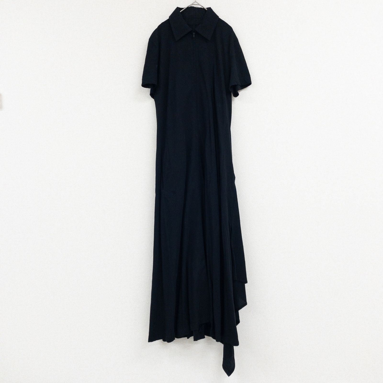 Yohji Yamamoto collections ヨウジヤマモト コレクションズ ロングワンピース アシンメトリー 変形 コットン ブラック 日本製 レディース 2 b01013