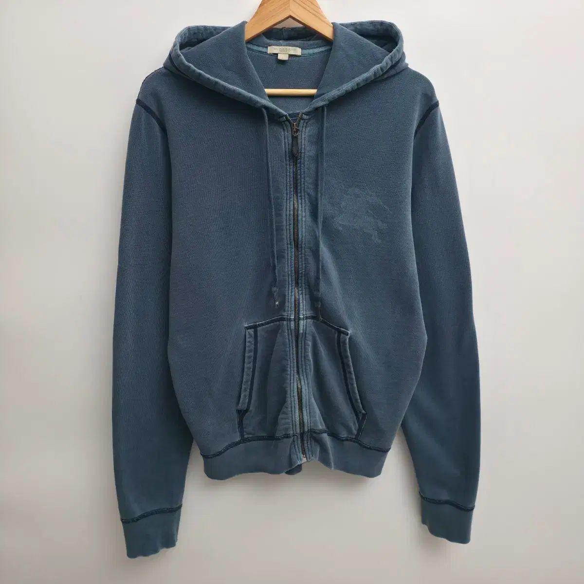 L バーバリー ヴィンテージ ブルー フーディー ジップアップ Tシャツ