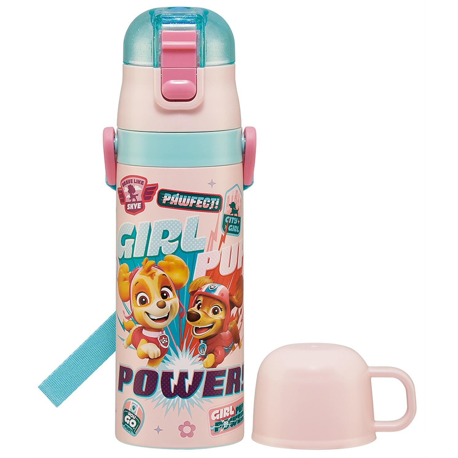 スケーター(Skater) 水筒 子供用 2WAY 直飲み 470ml コップ飲み 430ml パウ・パトロール GIRL PUP 女の子 ステンレス 保温保冷 軽量 waterbottle スポーツボトル キッズ こども [2WAYピンク] [430 ml]